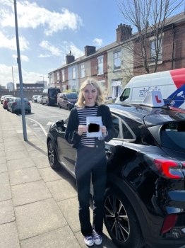 Well done to Laura for passing her practical test first time at Cheetham Hill on the 22/3/23.