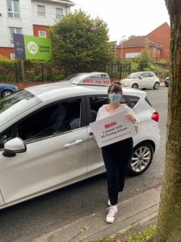 Well done to Shannon for passing her test first time at Cheetham Hill on 22/9/20.