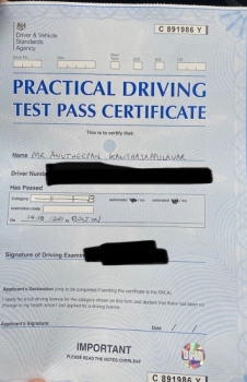 Congratulations to Anutheepan for a first time pass at Bolton test centre....