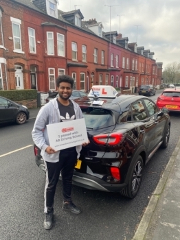 Well done to Amanuel for passing his practical test at Cheetham Hill first time on 14/1/22....