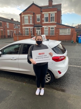 Well done to Stephanie for passing her practical test first time at Cheetham Hill on the 4/11/20...
